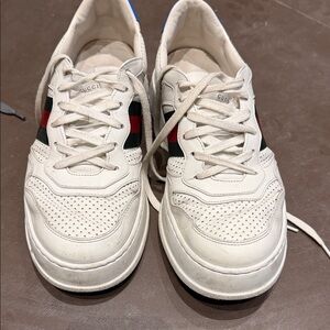Gucci Cream Sneakers with Red and Green Accents